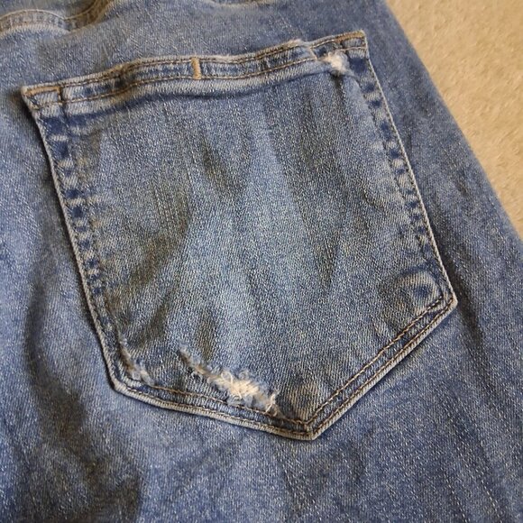 Paige Women's Size 29 Hoxton Crop Torn Back Hem Light Wash Denim Stretch Jeans - Picture 12 of 16